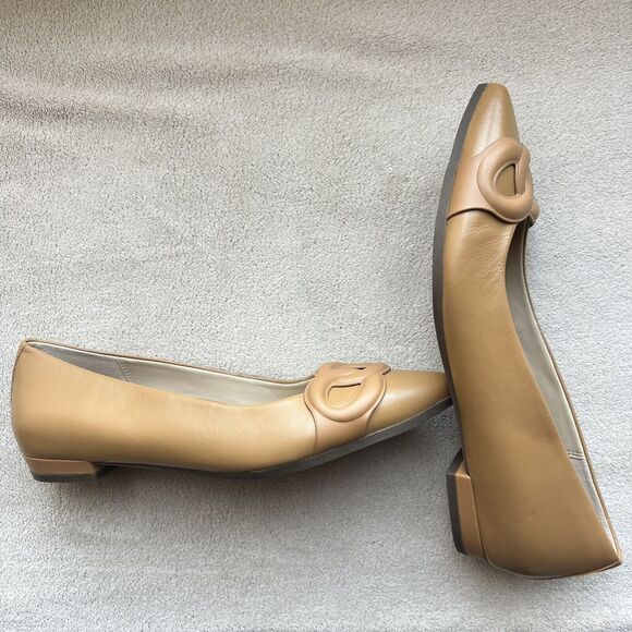 Vionic Arielle Caramel Tan Leather Flats Women’s 6 Pointed Toe Comfort Slip Ons - Picture 16 of 16